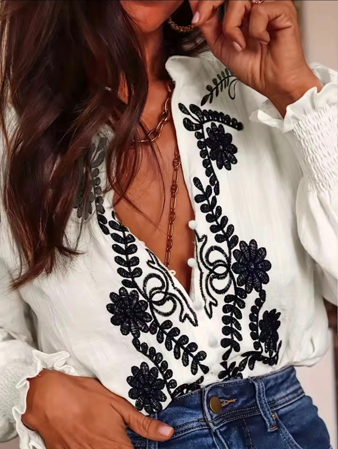 Chemise blanche façon bohème chic