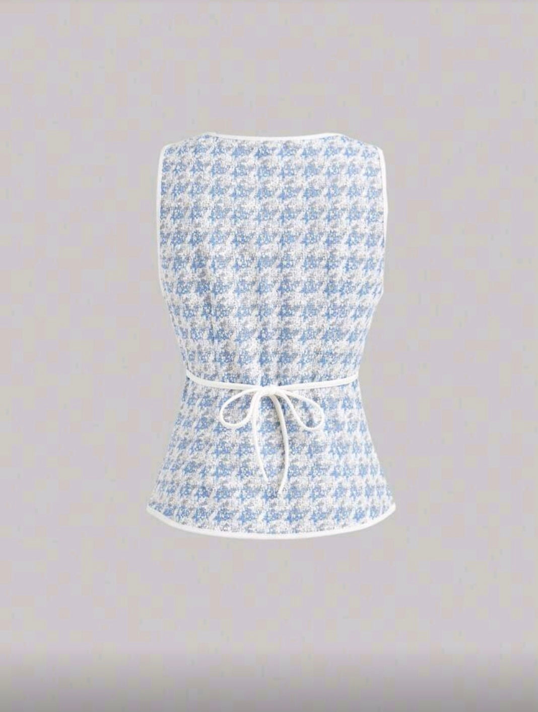 Top sans manches bleu ciel en tweed – féminin et élégant