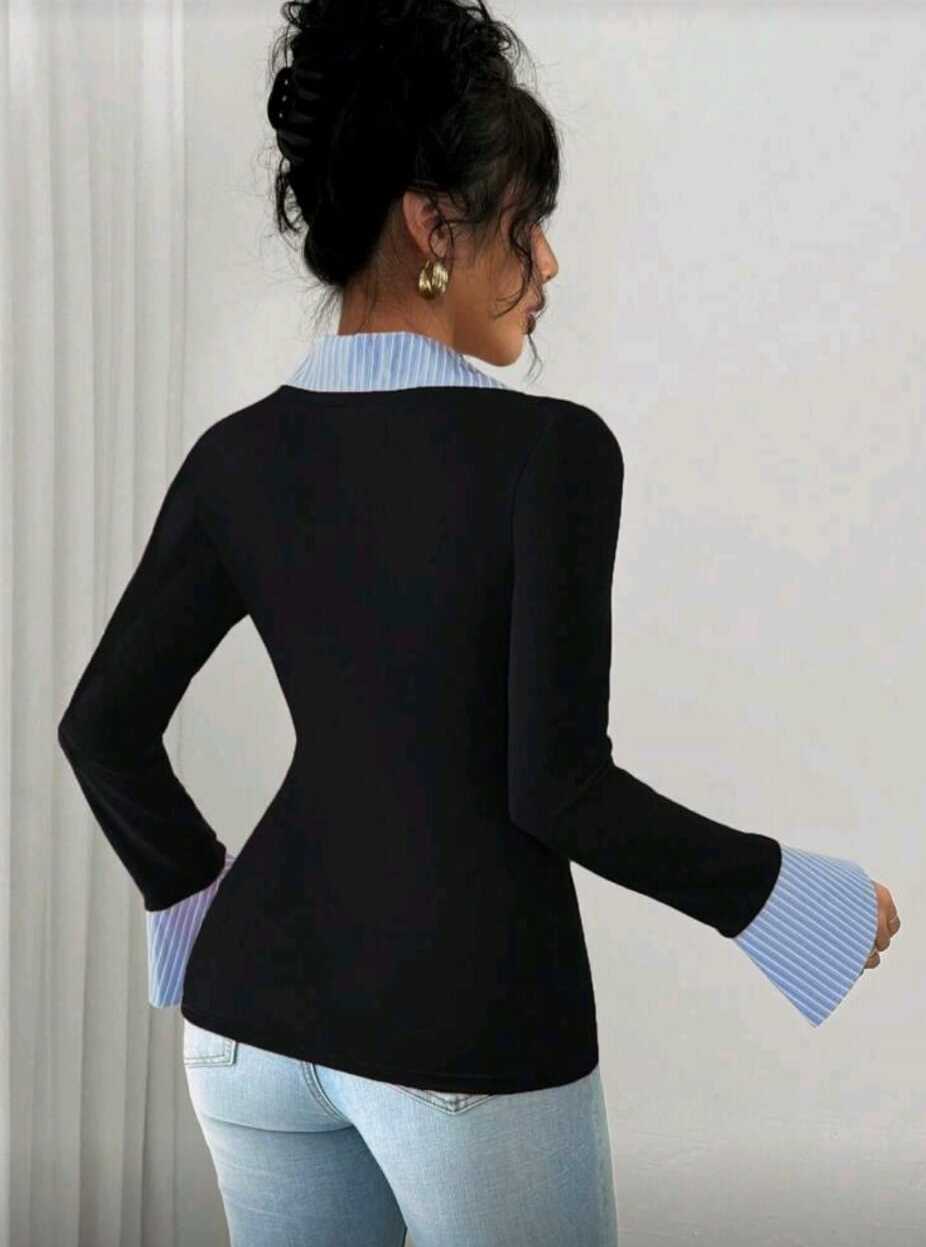 Haut chic pull / chemise manches longues 2 en 1