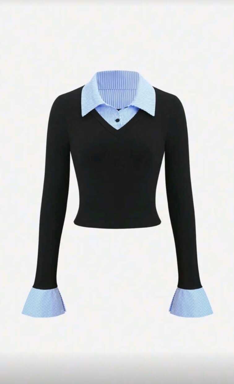 Haut chic pull / chemise manches longues 2 en 1