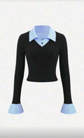 Haut chic pull / chemise manches longues 2 en 1