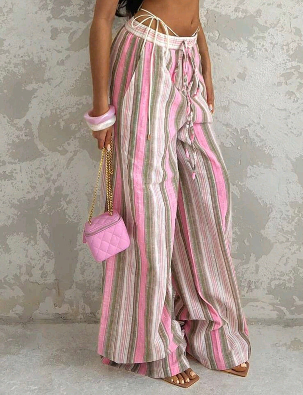 Pantalon wide-leg rayé effet sunset en réassort