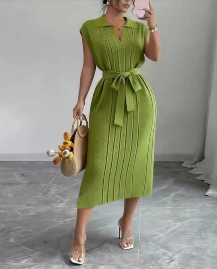 Robe midi manches courtes printemps / été  femme