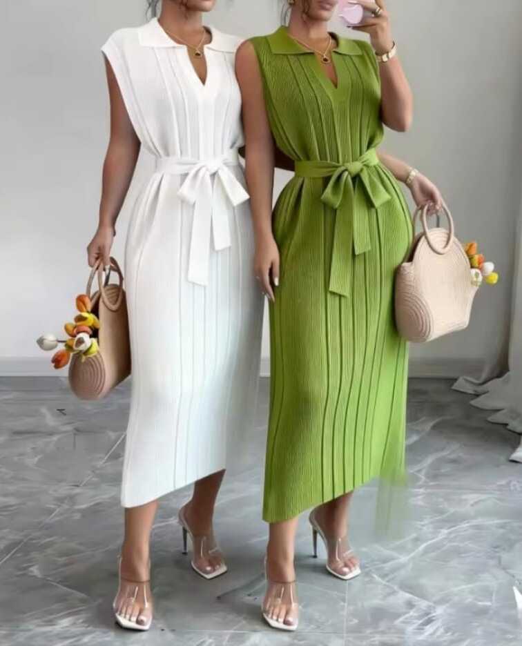 Robe midi manches courtes printemps / été  femme